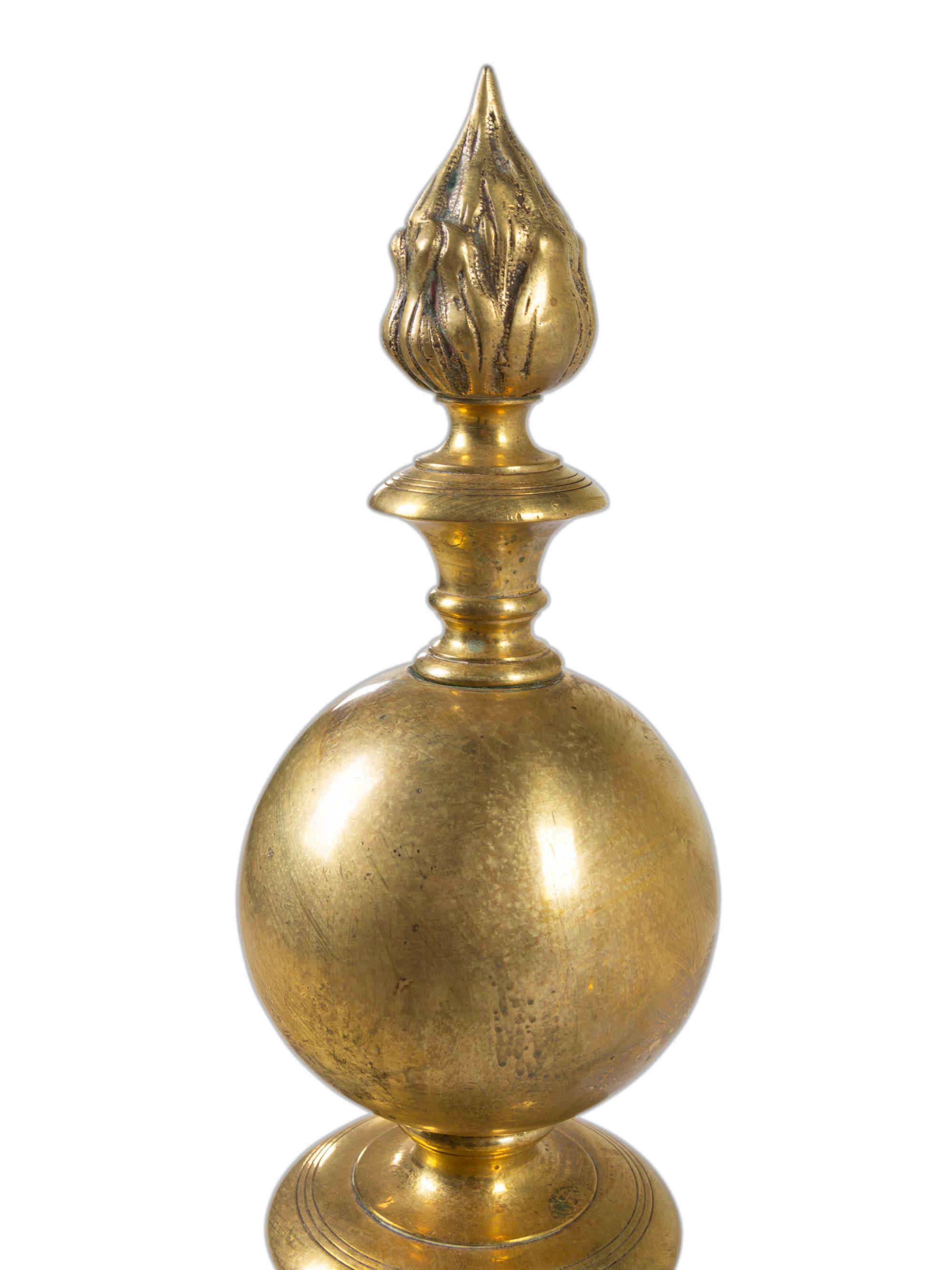 A Pair of Continental Brass Andirons