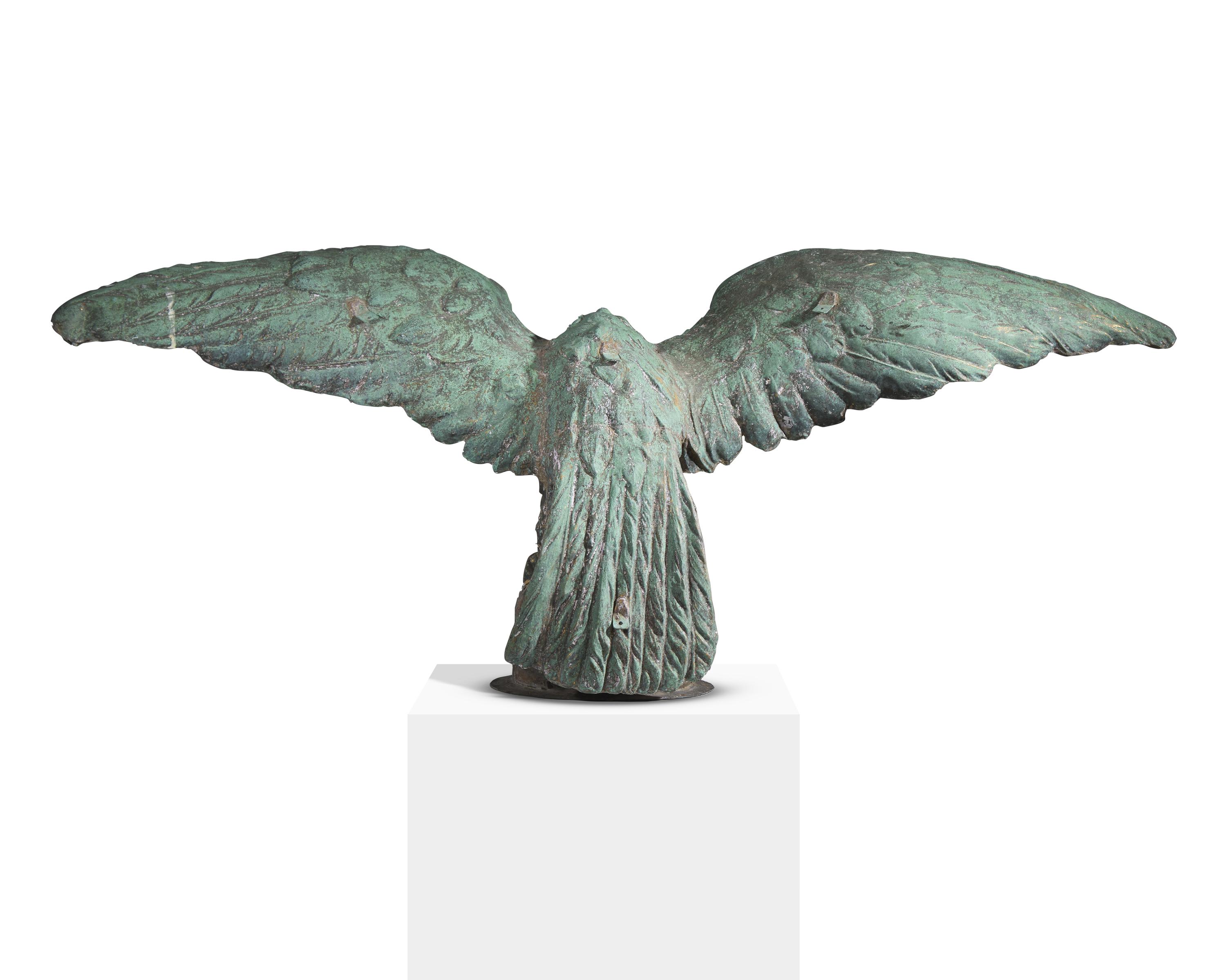 A Large Molded and Gilded Copper Pilot House Eagle