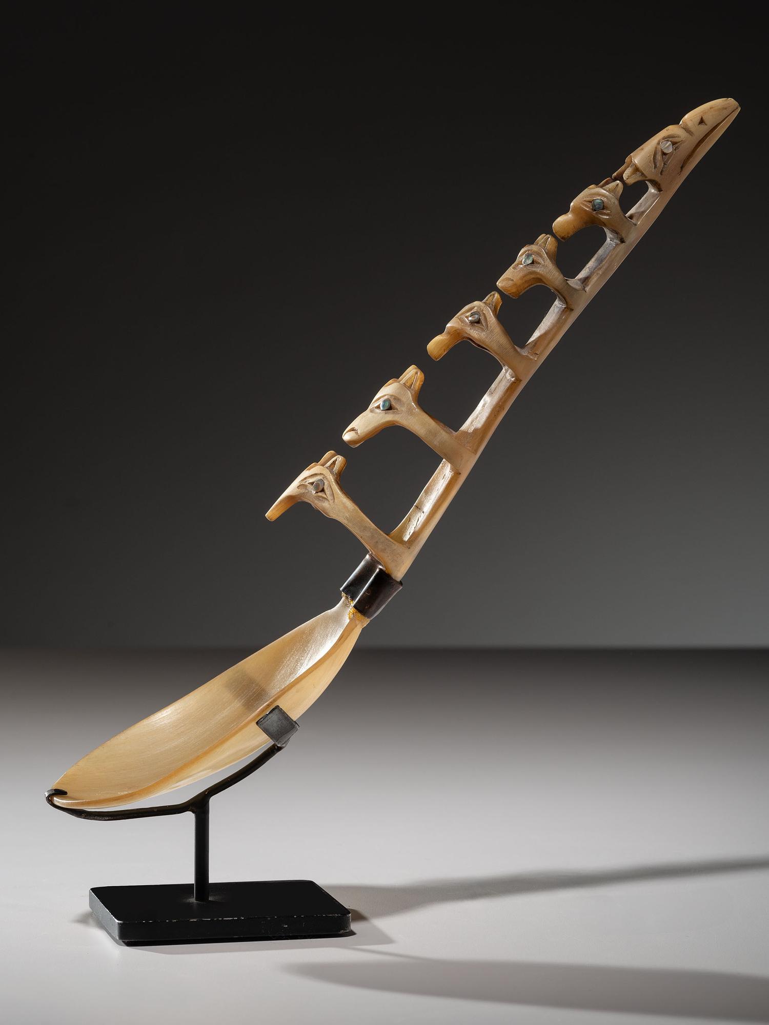 Tlingit Big Horn Sheep Spoon, with Totemic Imagery