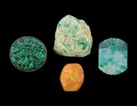 Four Chinese Jadeite and Soapstone Carvings