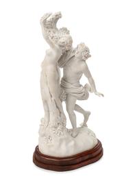 A Continental Marble Figural Group on a Wood Base