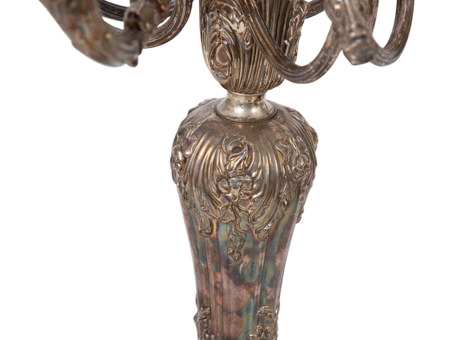 A Pair of English Silver on Copper Seven-Light Candelabra — 19TH CENTURY