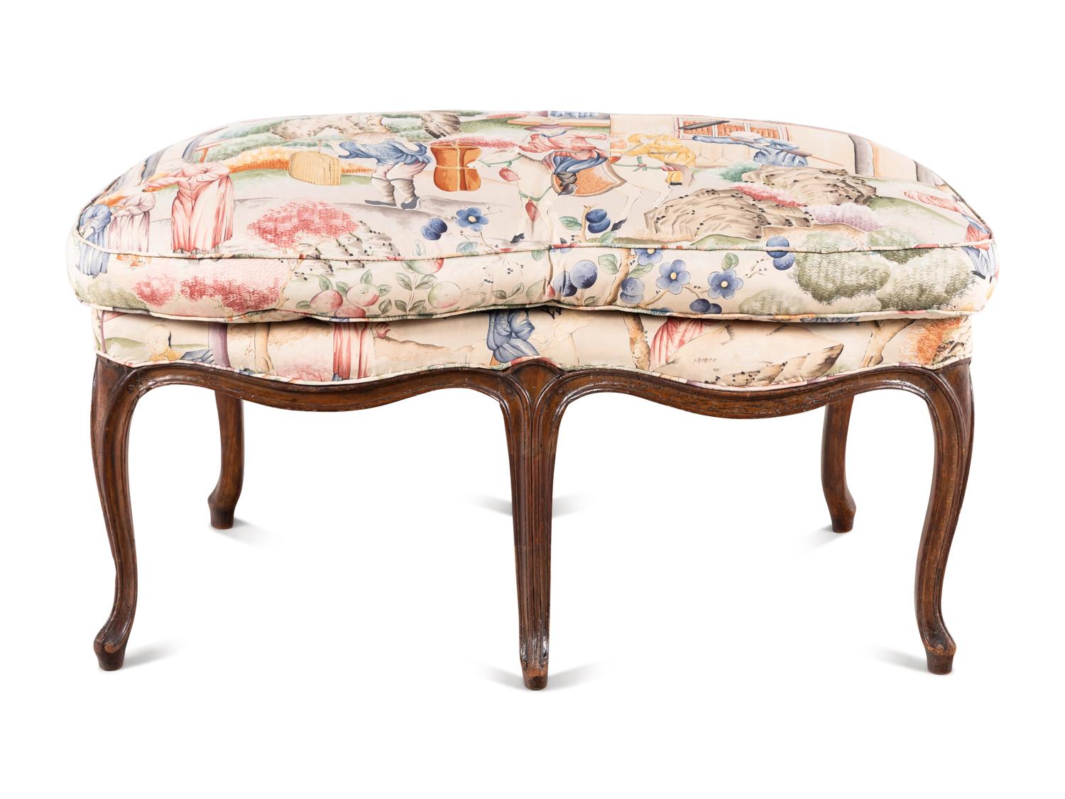 A Louis XV Carved Walnut Bench