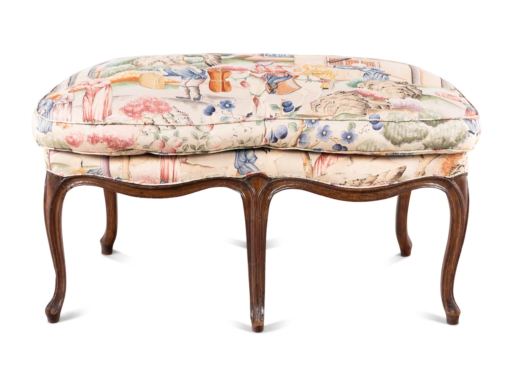 A Louis XV Carved Walnut Bench