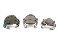 Zuni Silver Cluster Cuff Bracelets