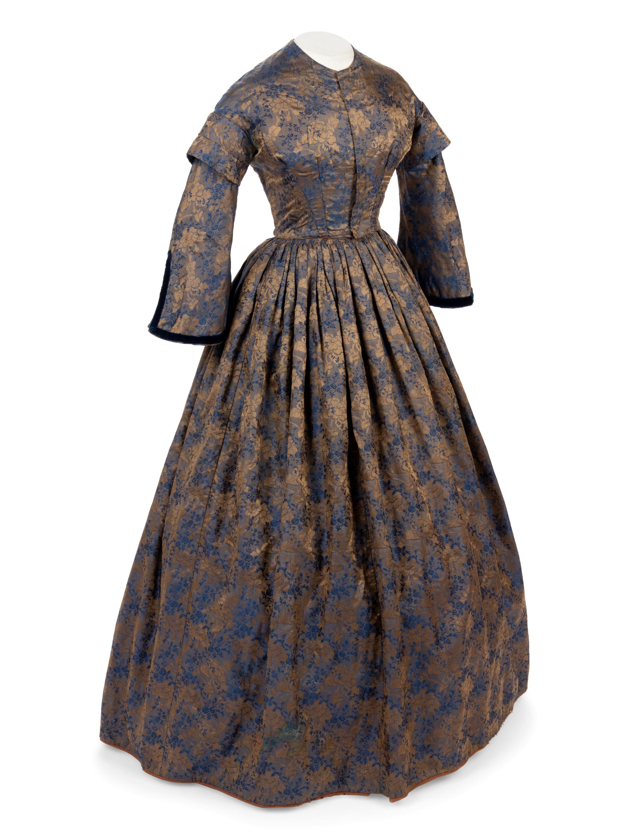 Iridescent Silk Jacquard Evening Dress, 1850s