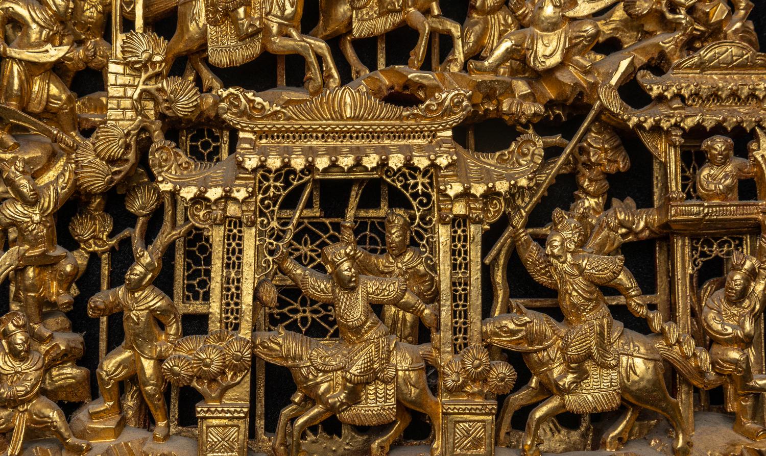 Two Chinese Gilt Wood Panels