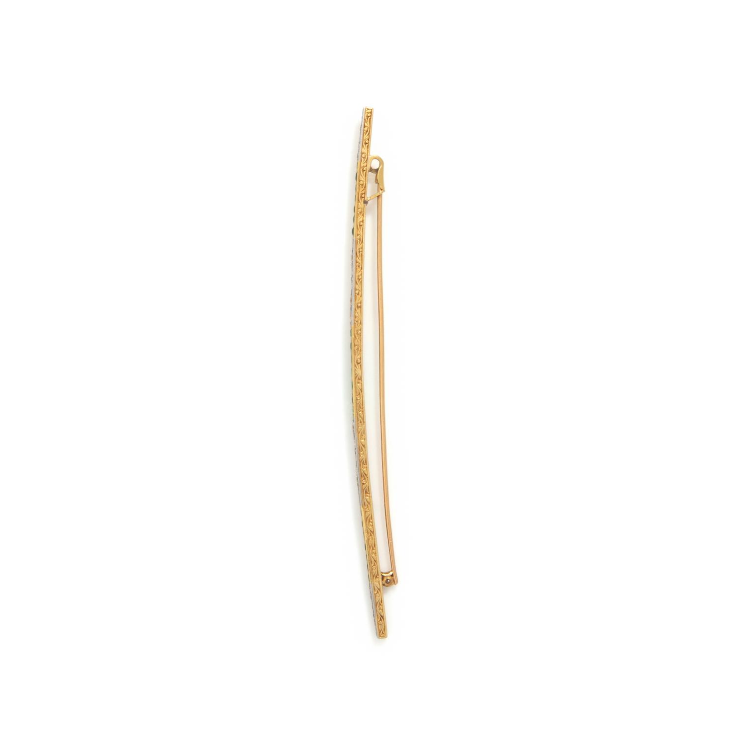 ANTIQUE, EMERALD AND DIAMOND BAR PIN