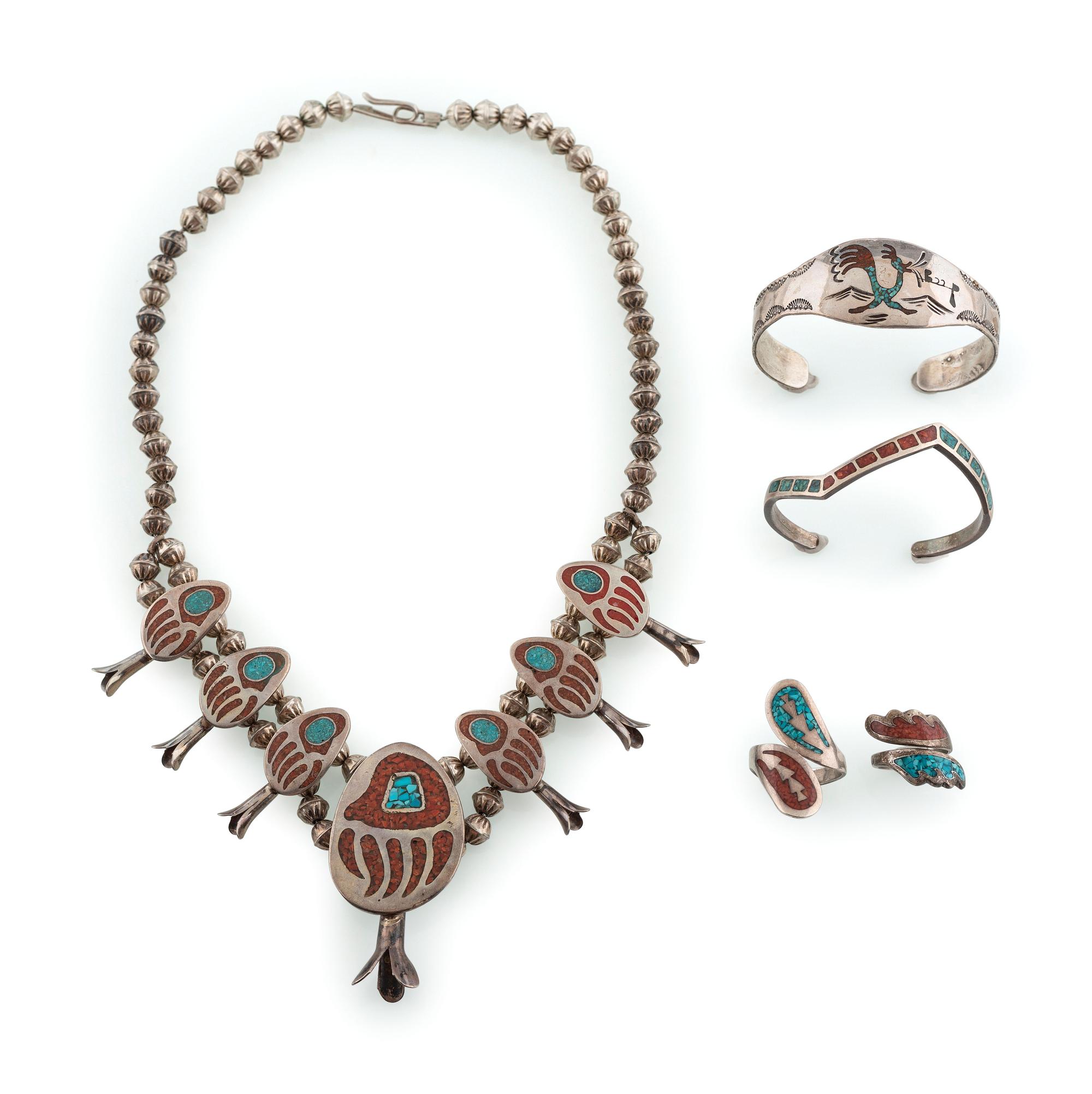Navajo Silver and Chip Inlay Jewelry