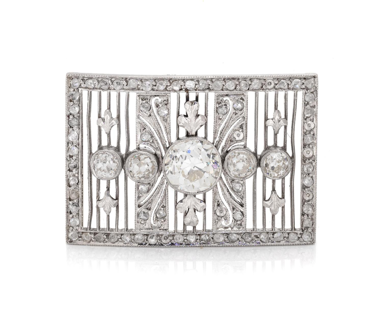 An Art Deco Platinum and Diamond Slide Element,