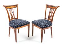 A Pair of Biedermeier Parcel Ebonized Side Chairs Height 34 1/2 inches. — EARLY 19TH CENTURY