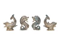 A Set of Four French Silver Double-Salts and Two Pairs of German Silver Salt and Pepper Casters