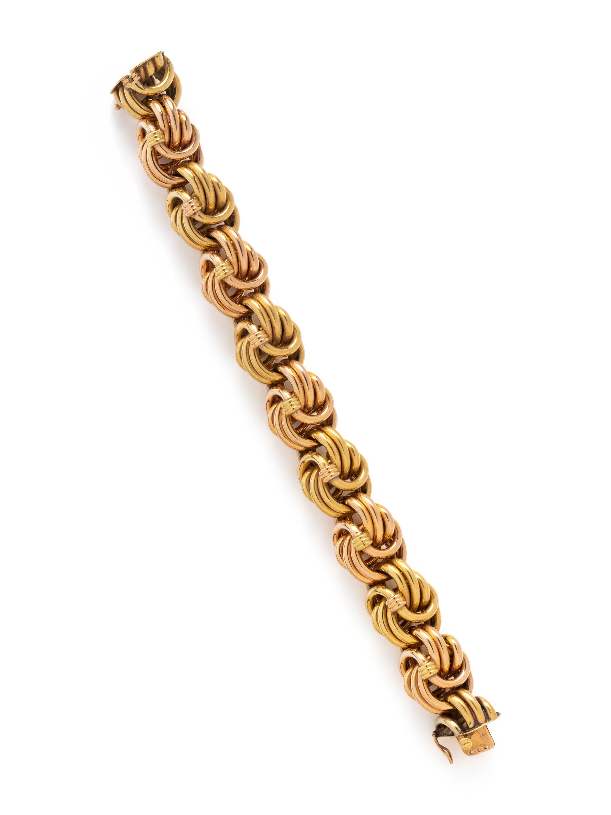 RETRO, BICOLOR GOLD BRACELET