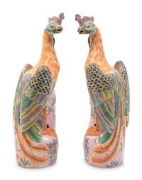 A Pair of Chinese Polychrome-Decorated Porcelain Pheasants