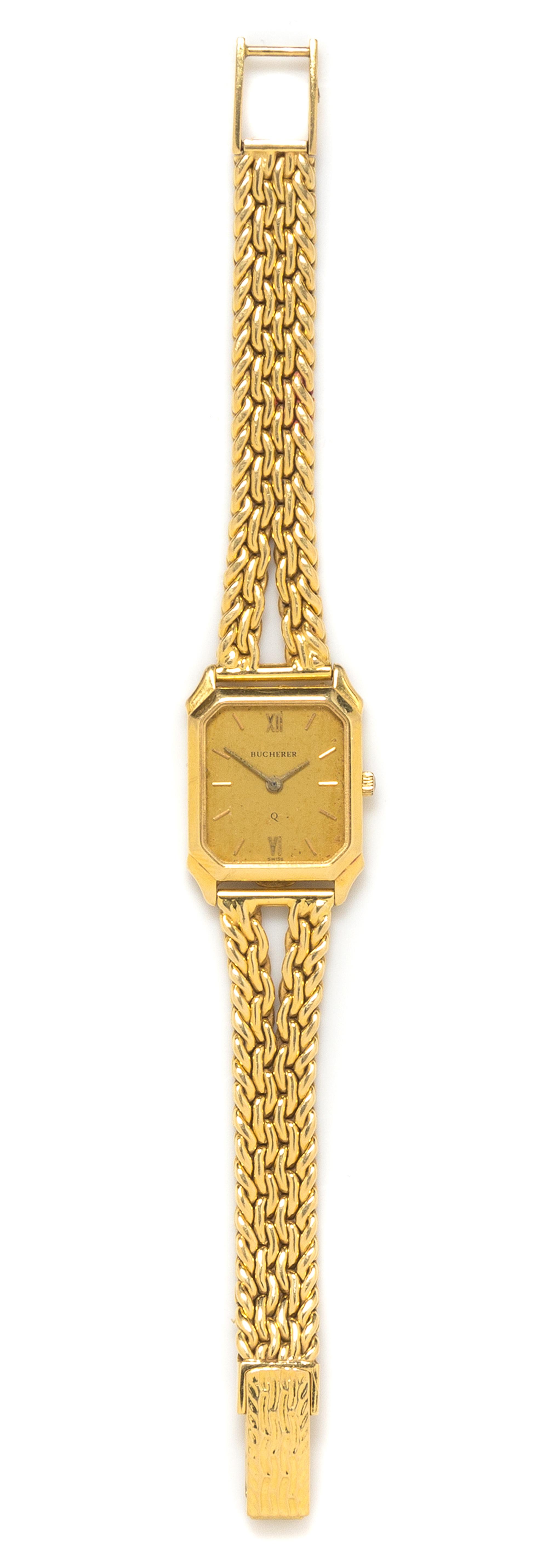 An 18 Karat Yellow Gold Wristwatch, Bucherer, 27.65 dwts.