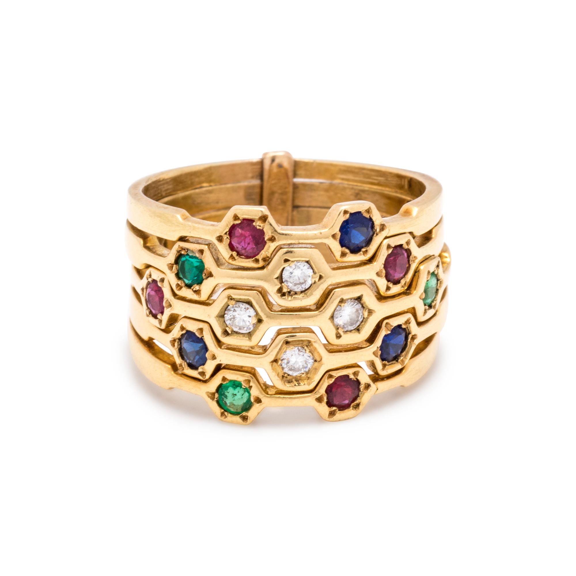 DIAMOND AND MULTIGEM HAREM RING