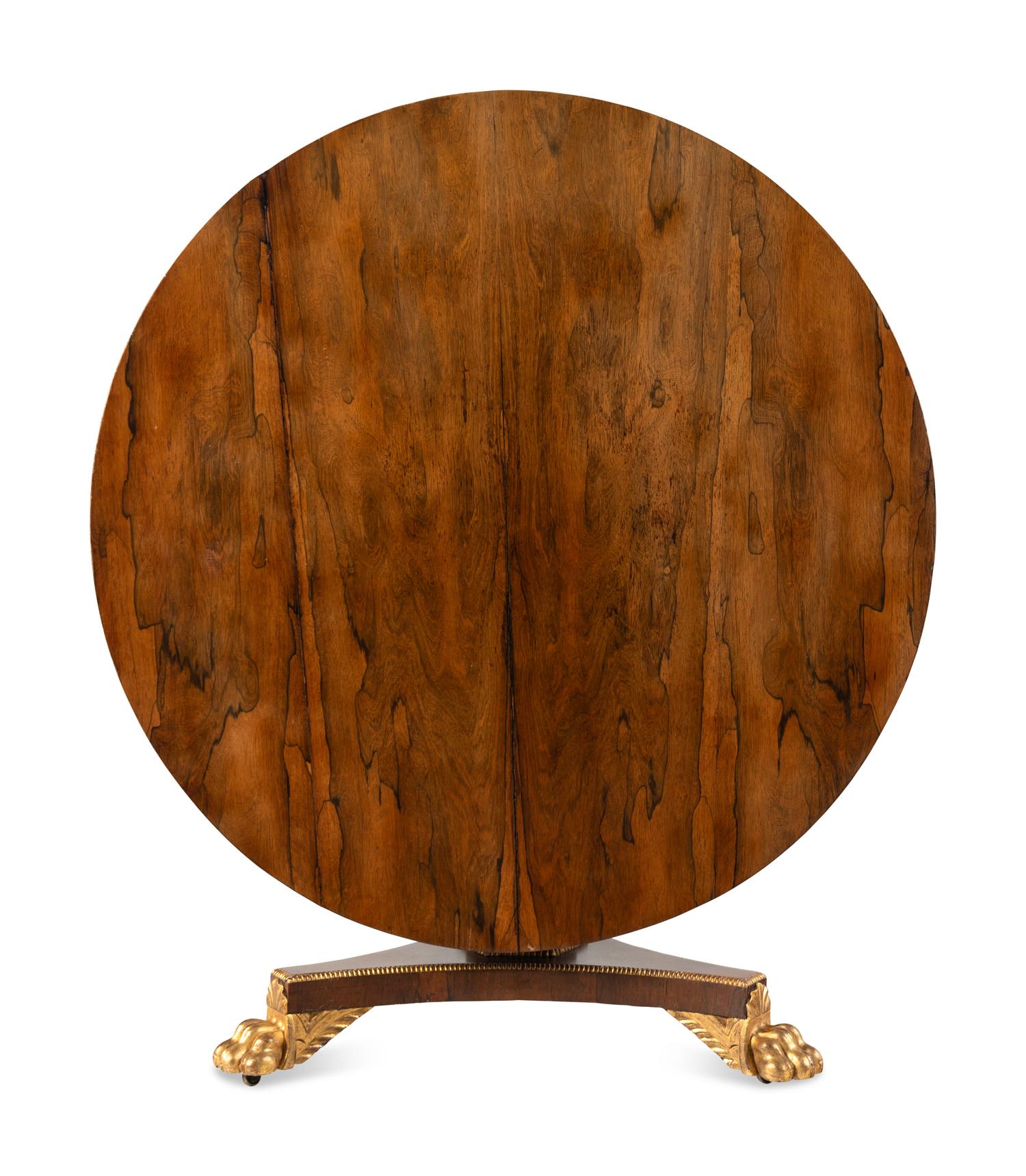 A Regency Parcel Gilt Rosewood Tilt-Top Table