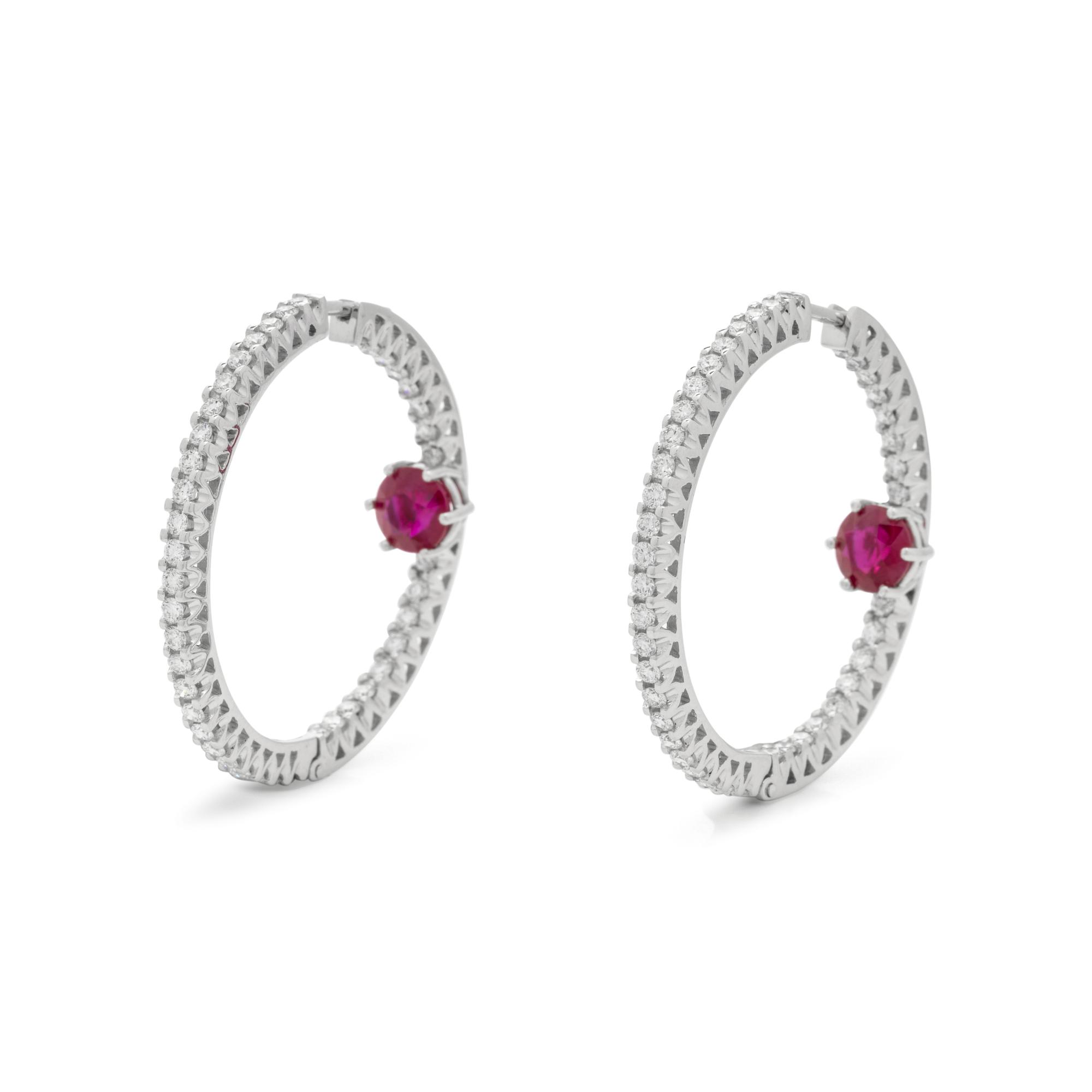 RUBY AND DIAMOND HOOP EARRINGS