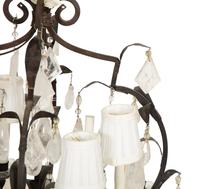 A Wrought Iron and Rock Crystal Eight-Light Chandelier