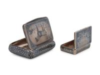 Two Continental Niello Silver Snuff Boxes