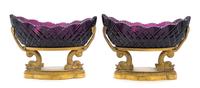 A Pair of French Gilt Bronze and Cut Glass Bowls Width 8 inches.