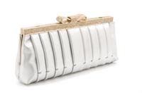 A Valentino Silver Metallic Leather Clutch, 9.5" x 4" x 2".