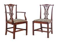 An Assembled Set of Six Chippendale Style Mahogany Dining Chairs