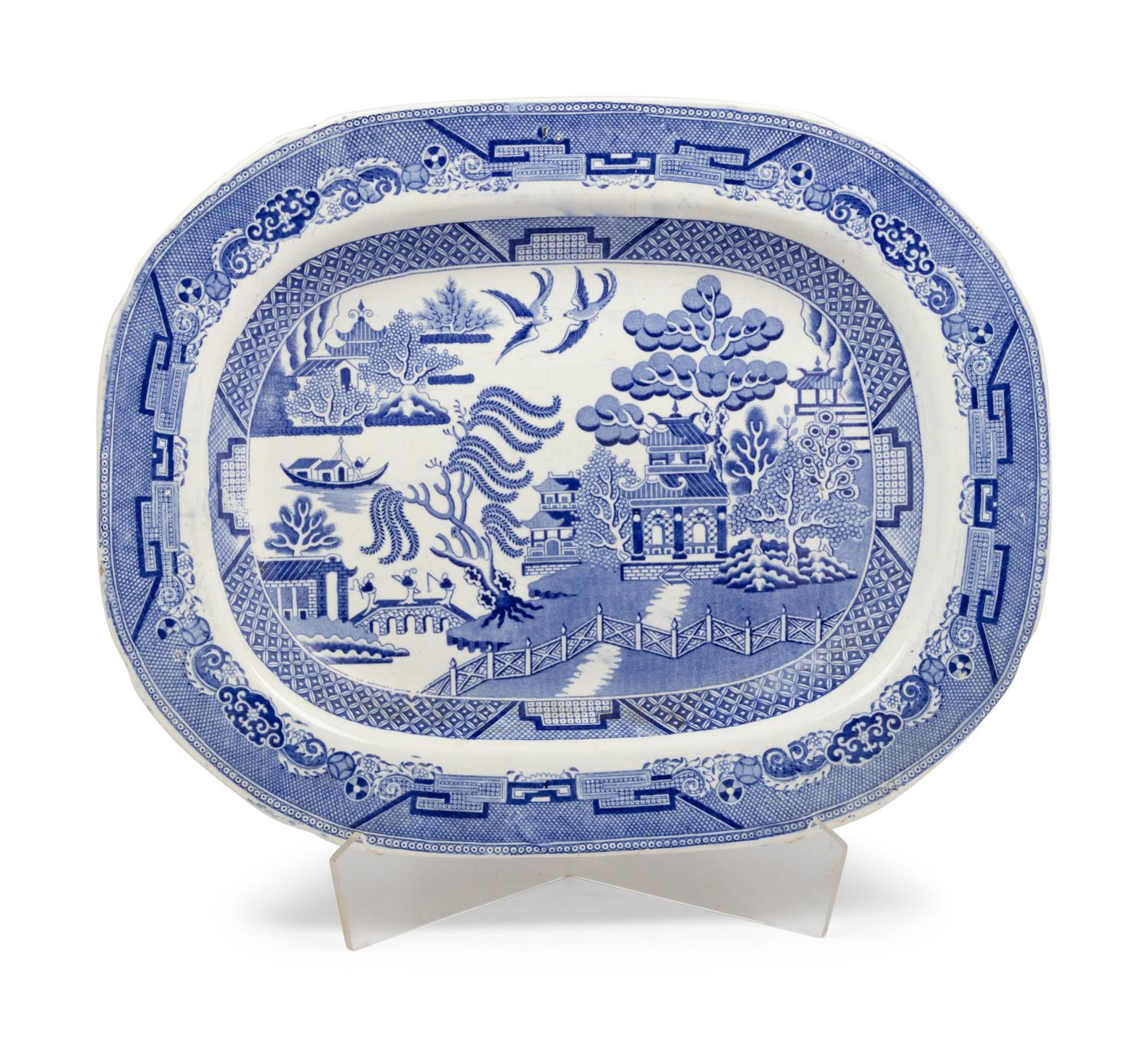 Four English Transfer-Decorated Stoneware Platters