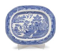 Four English Transfer-Decorated Stoneware Platters