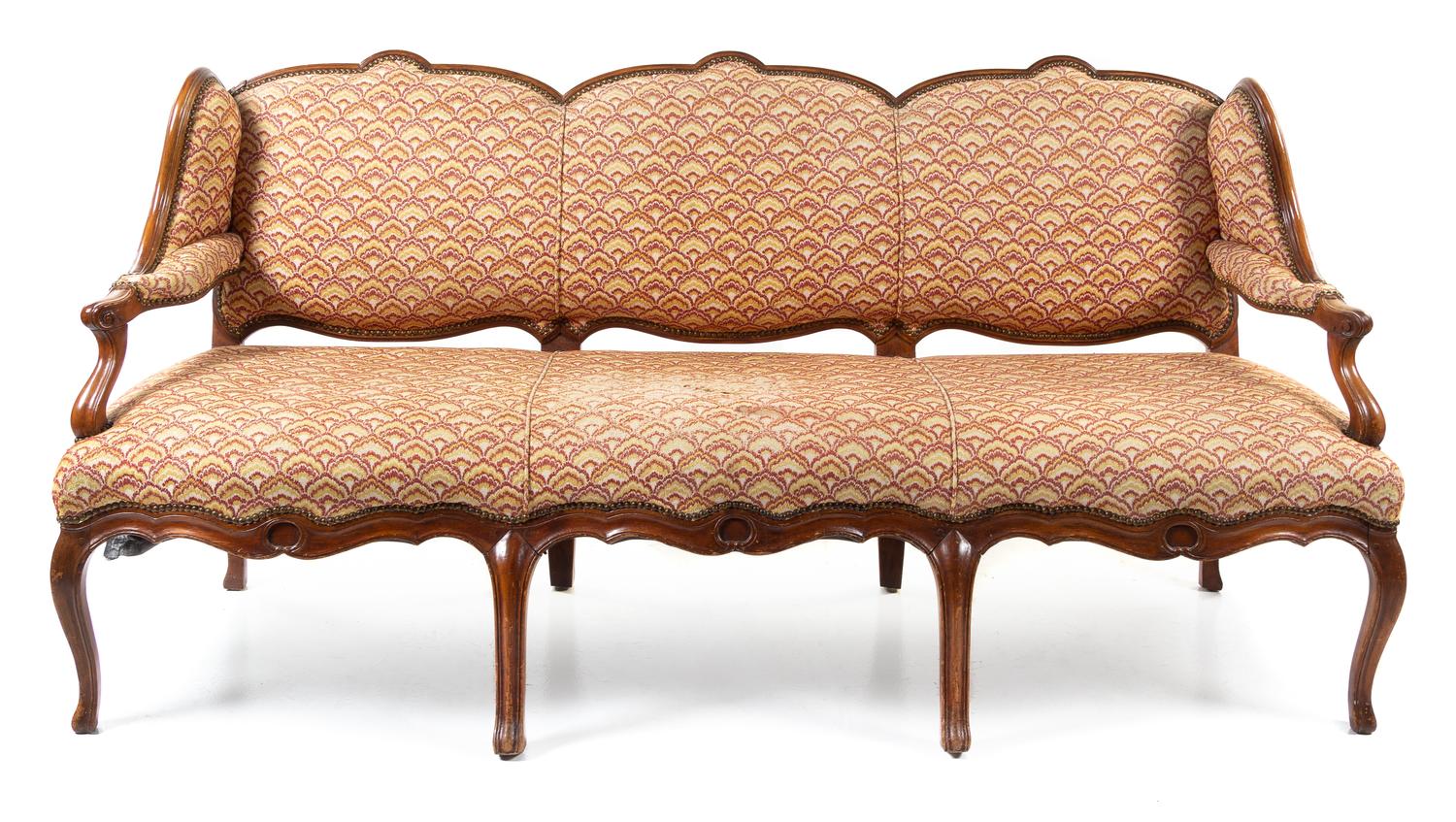 A Regence Style Walnut Canape Height 36 7/8 x width 78 x depth 29 inches. — 19TH CENTURY