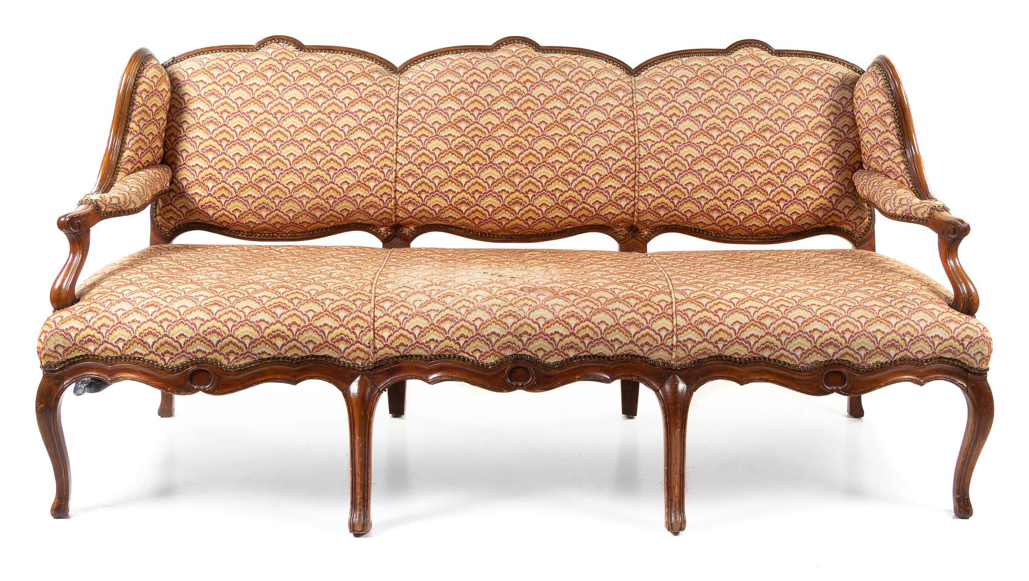 A Regence Style Walnut Canape Height 36 7/8 x width 78 x depth 29 inches. — 19TH CENTURY