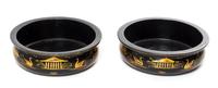 A Pair of Papier Mache Wine Coasters Diameter 6 inches.