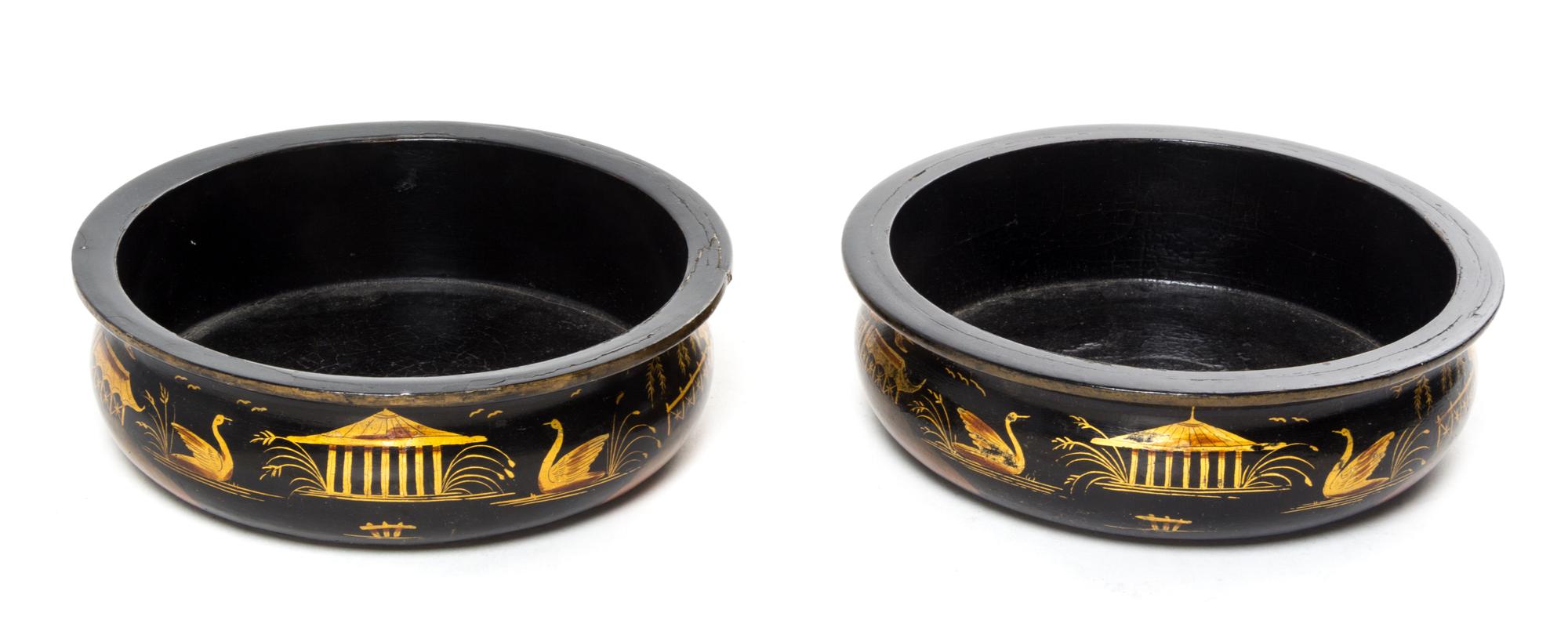 A Pair of Papier Mache Wine Coasters Diameter 6 inches.