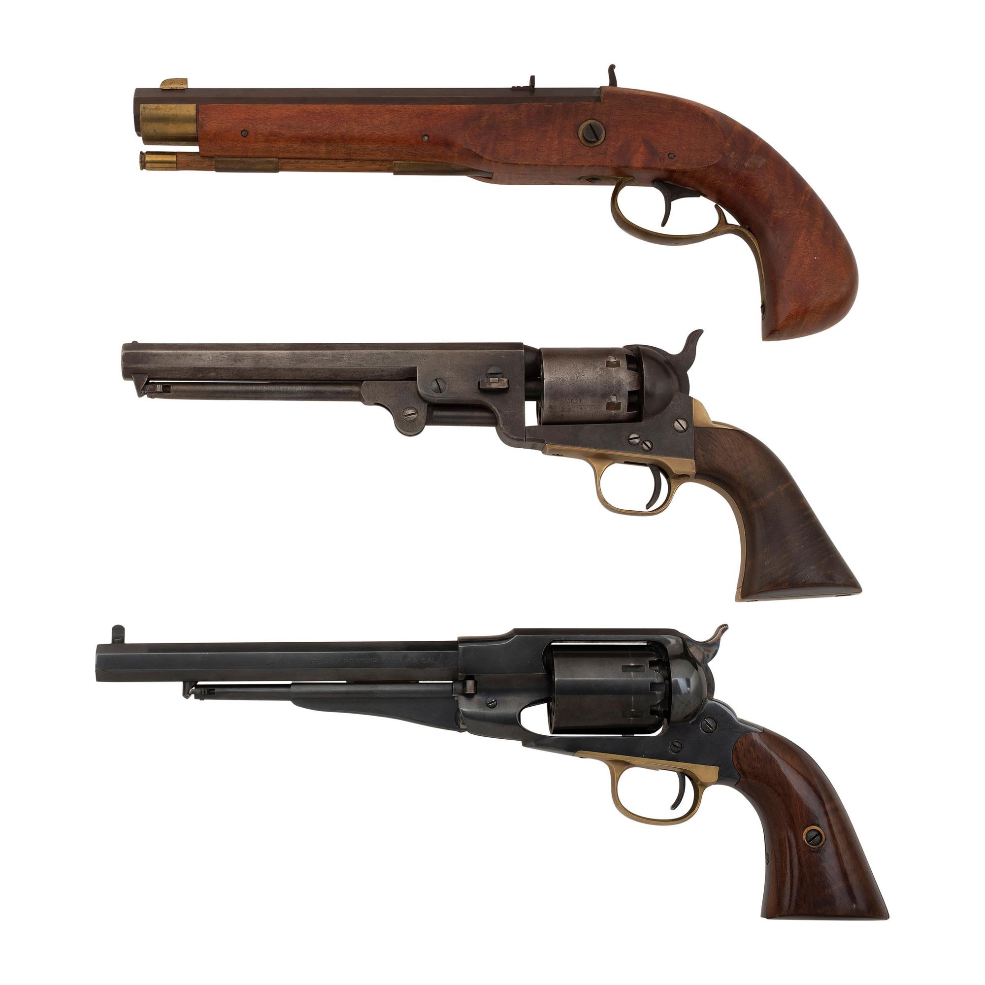 Lot of Three Modern Percussion Pistols