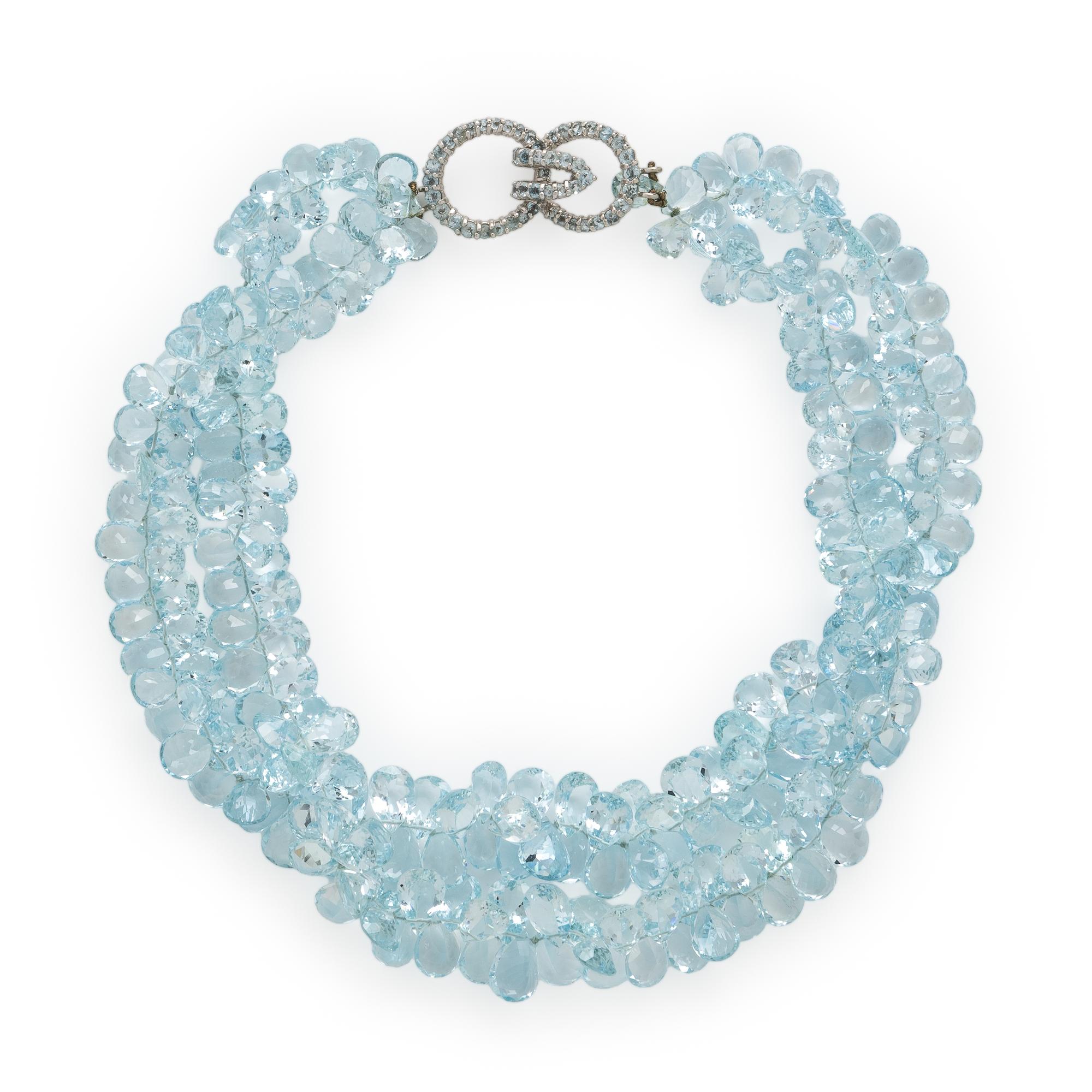 Mish, Aquamarine and White Gold Necklace