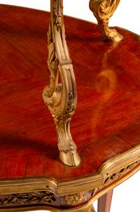 A Louis XVI Style Gilt-Bronze-Mounted Kingwood Two-Tier Tea Table