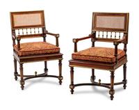 A Pair of Baltic Neoclassical Style Gilt Bronze Mounted Mahogany Armchairs