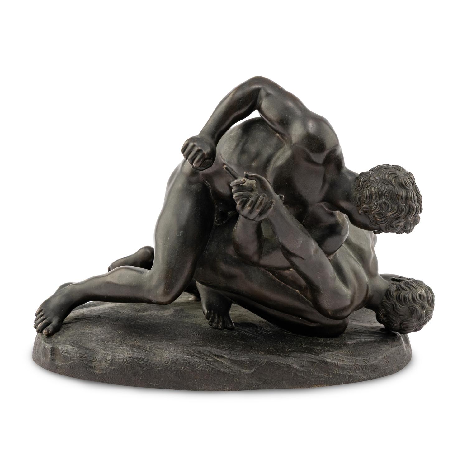 A Grand Tour Bronze Figural Group of The Wrestlers
