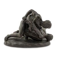 A Grand Tour Bronze Figural Group of The Wrestlers