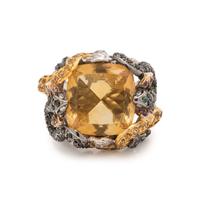 CITRINE, GEMSTONE AND DIAMOND RING