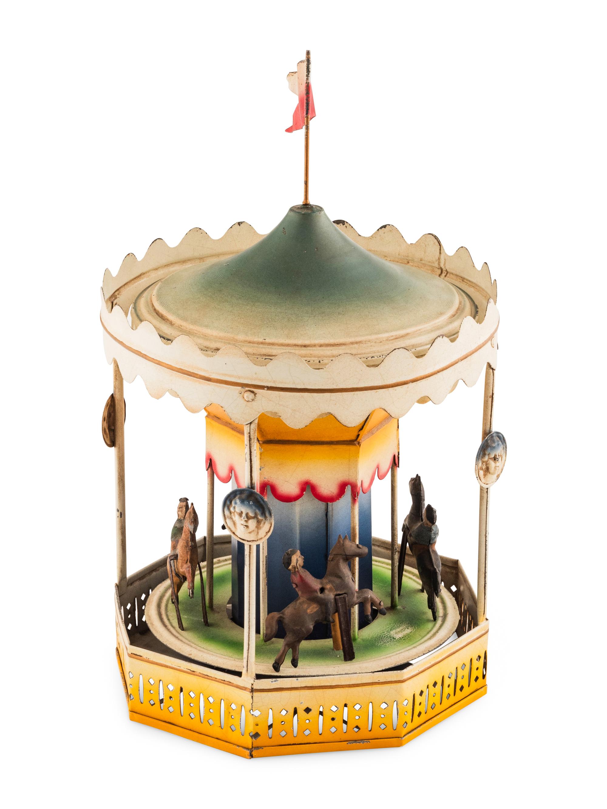 A German Tin Lithograph Wind Up Carousel Toy
