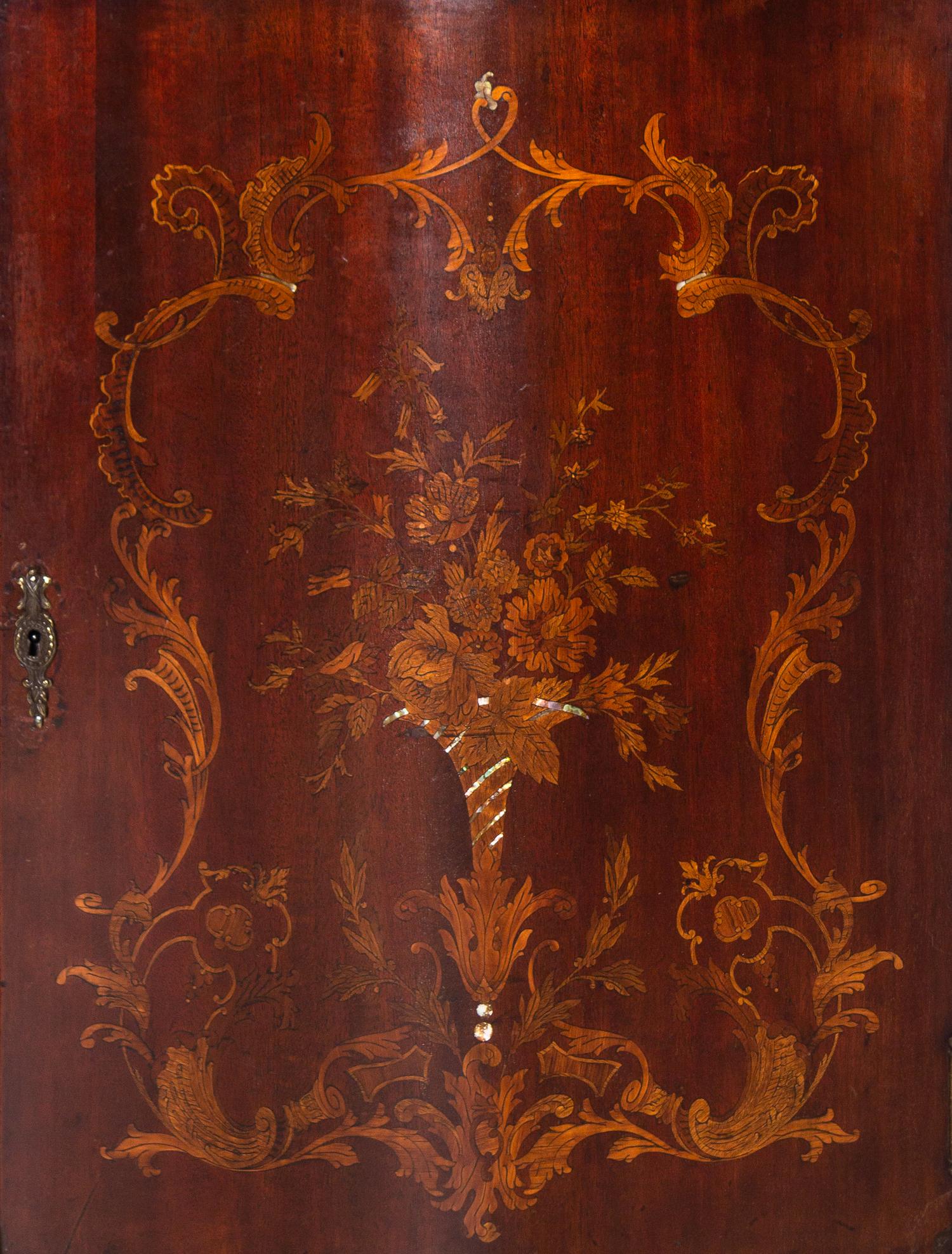 An English Mahogany and Marquetry Music Cabinet