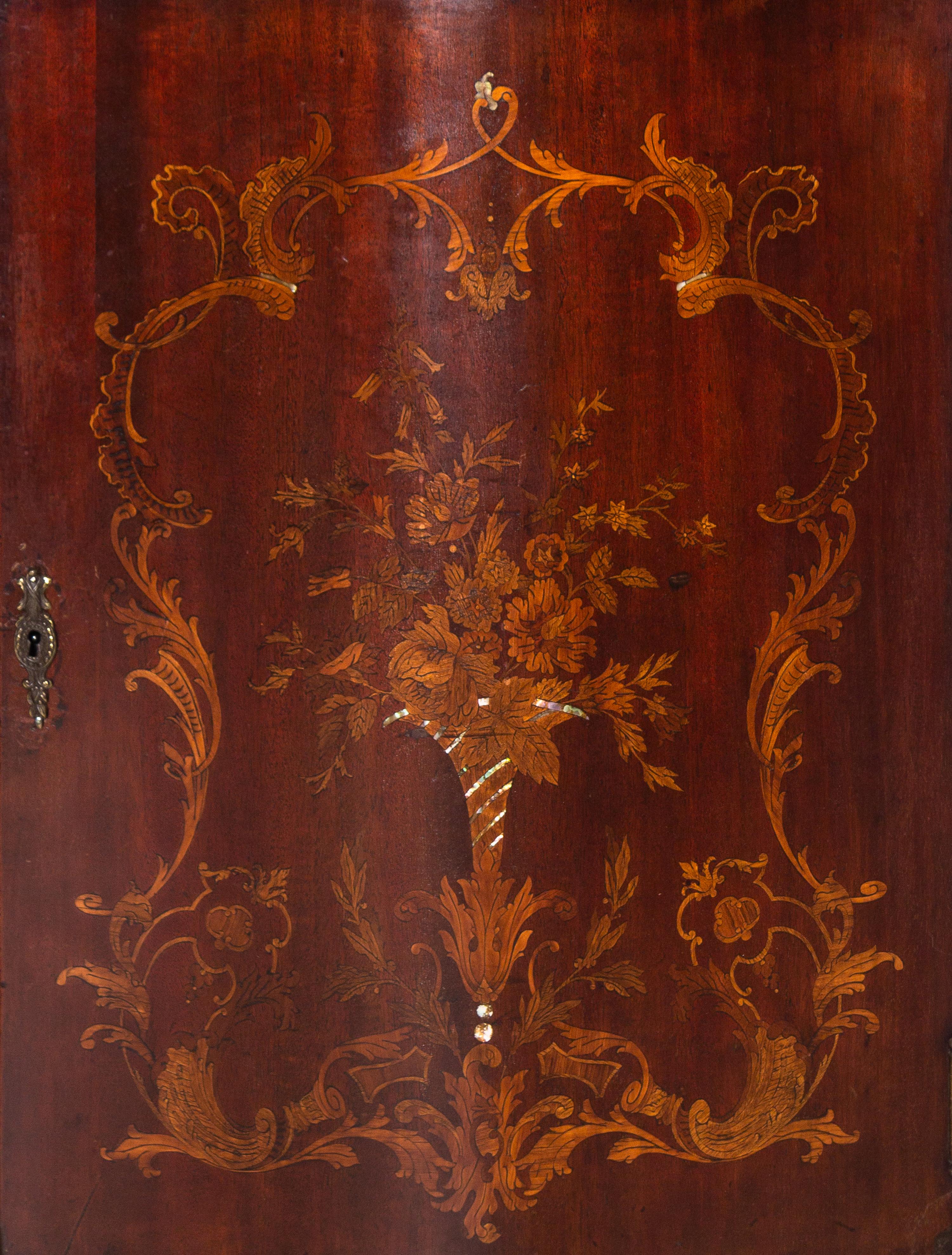 An English Mahogany and Marquetry Music Cabinet