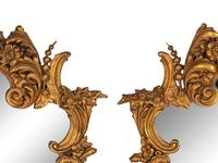 A Pair of Rococo Style Giltwood Cartouche-Form Mirrors