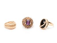 A Collection of 14 Karat Yellow Gold Rings,