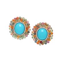 TURQUOISE, SAPPHIRE AND DIAMOND EARRINGS