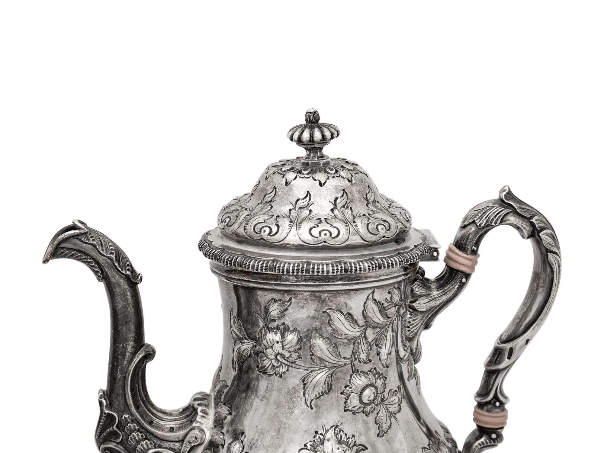 A Grosjean and Woodward for Tiffany and Co. Coin Silver Three-Piece Coffee Service