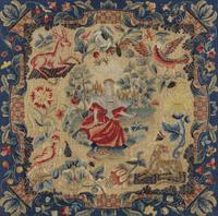 A George II Needlepoint-Inset Walnut Fire Screen