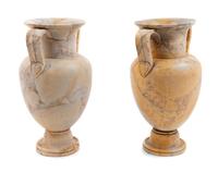 A Near Pair of Grand Tour Marble Urns Height 14 1/4 inches. — LATE 19TH CENTURY