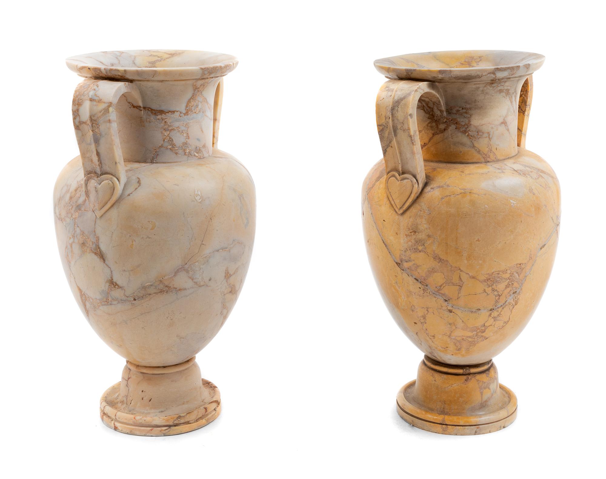 A Near Pair of Grand Tour Marble Urns Height 14 1/4 inches. — LATE 19TH CENTURY